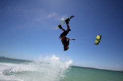 Not just a big air junky Lewis throws it down wakestyle with his kite LOW...