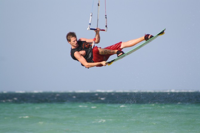 Riding in the lagoon at Diani Beach.