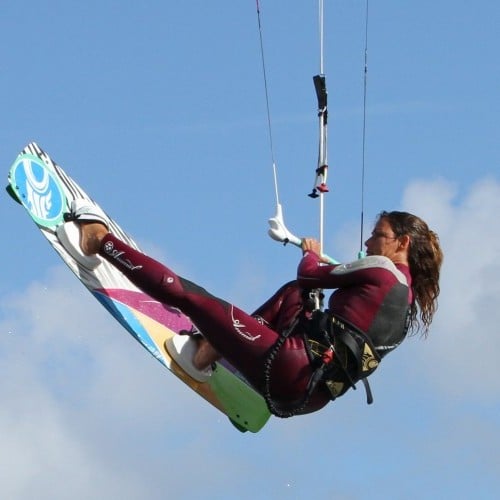 Jump with Tweaked Boned Grab Kitesurfing Technique