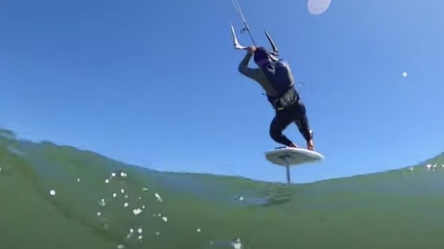 SESSION SAVER: Russel Farrington maximizing his water time on the Contra