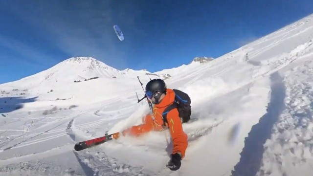 Snowkite - peak5 8m - Spot Col du lautaret 10 01 23 - Vol de pente
