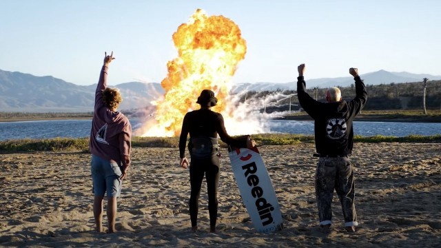 Kiteboarding Over Massive Explosions