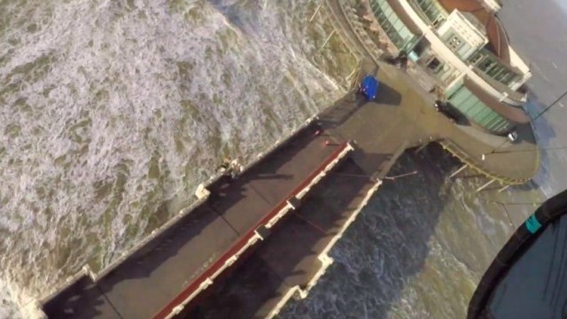 Jump over pier in Blankenberge Belgium