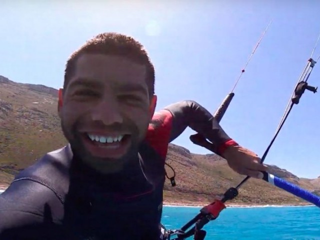 Kitesurf with dolphins