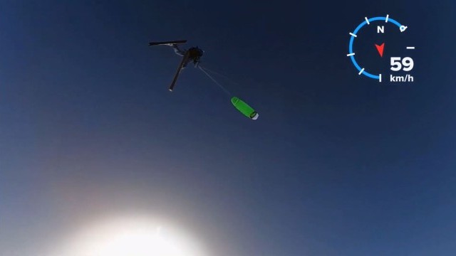 Snowkiting at the edge in the Swiss mountains at Calanda