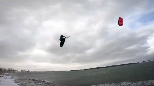 Three dudes Having fun in -8 degrees / Close to 40 knots! #kitesurfing