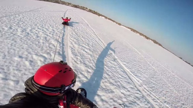 Winter on Marthas Vineyard - Snowkite Squibnocket Pond