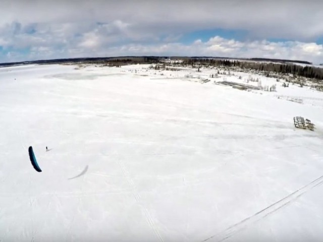 Gull Lake Aerial SnowKiting