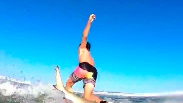 Boy Knocked Off Surfboard By Shark