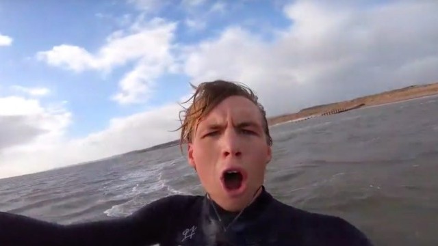 Olly Bridge Jumps Over a Sand Spit in Dawlish Warren