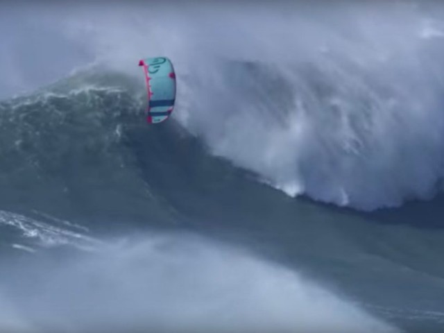 BIGGEST World Record Wave Kitesurfed by Nuno Figueiredo at Nazare