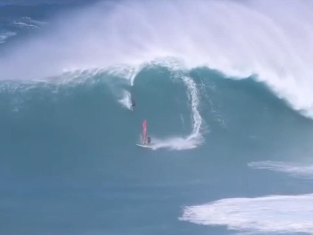 Worst Wipeout at JAWS EVER?? Surfer and Windsurfer - Adam Warchol