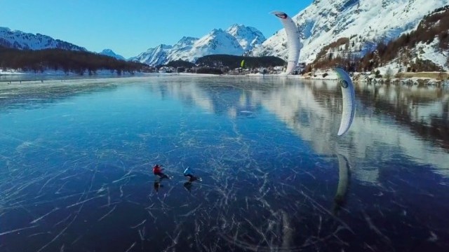 THE BLACK ICE- SNOWKITING ON A FROZEN LAKE