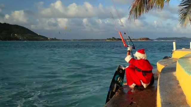Kitesurfing Santa Claus at Union Island  - JT Pro Center