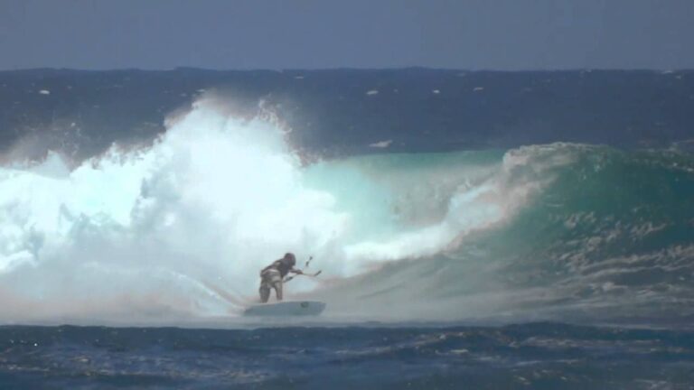 Stephan Figueiredo chasing down barrels with Blade Kiteboarding