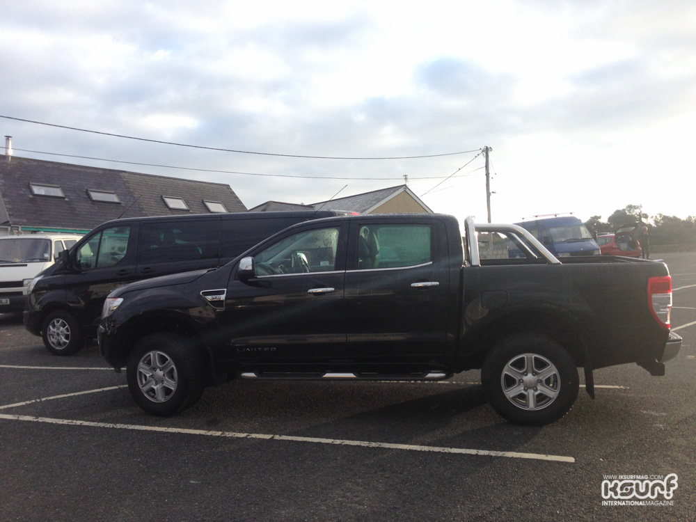 The IKSURFMAG Wave Classic Team vehicles ready to roll at sunrise at the Bluff!