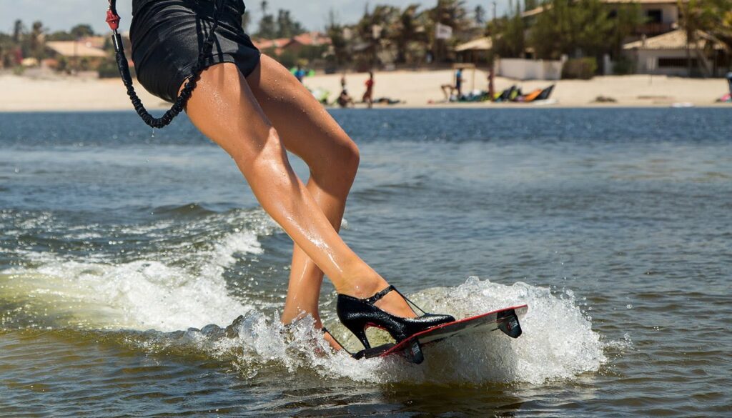 Extreme High Heel Kitesurfing