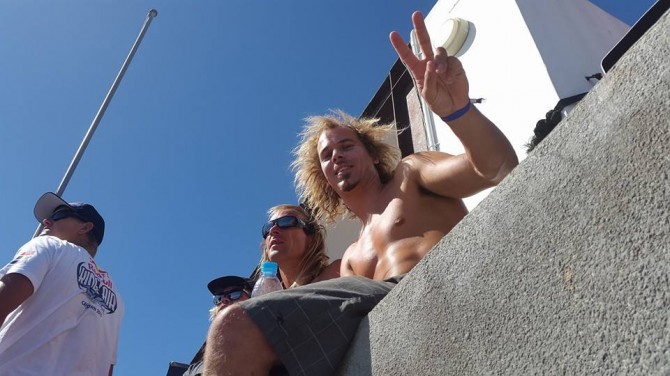 The multi talented Lewis Crathern, commentating all day and then casually going out and winning his heat! Photo: Bruce Chrystal