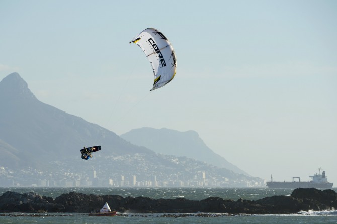 Steven Akkersdijk was hoping to look down on his kite, not up at it! Photo: Craig Kolesky/Red Bull Content Pool