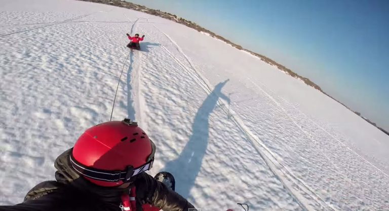 Winter on Marthas Vineyard - Snowkite Squibnocket Pond