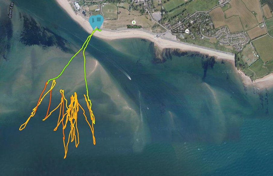 My GPS track from Exmouth, the angles are more due to the shifty wind than me going up or downwind!