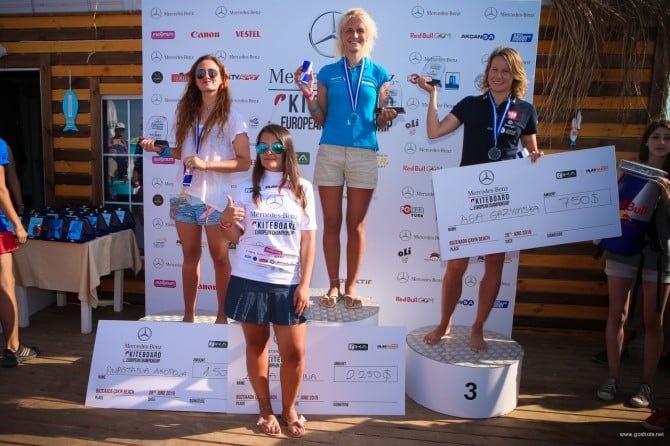The Women's Podium at the 2015 Formula Kite European Championships.