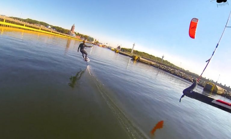 Kitesurfing in Kolobrzeg Port - histudio.pl - Filming From The Ground And Air
