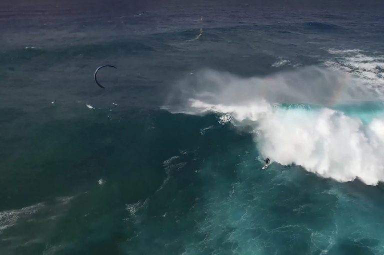 Windsurfing And Kiteboarding At Jaws (From A Drone)
