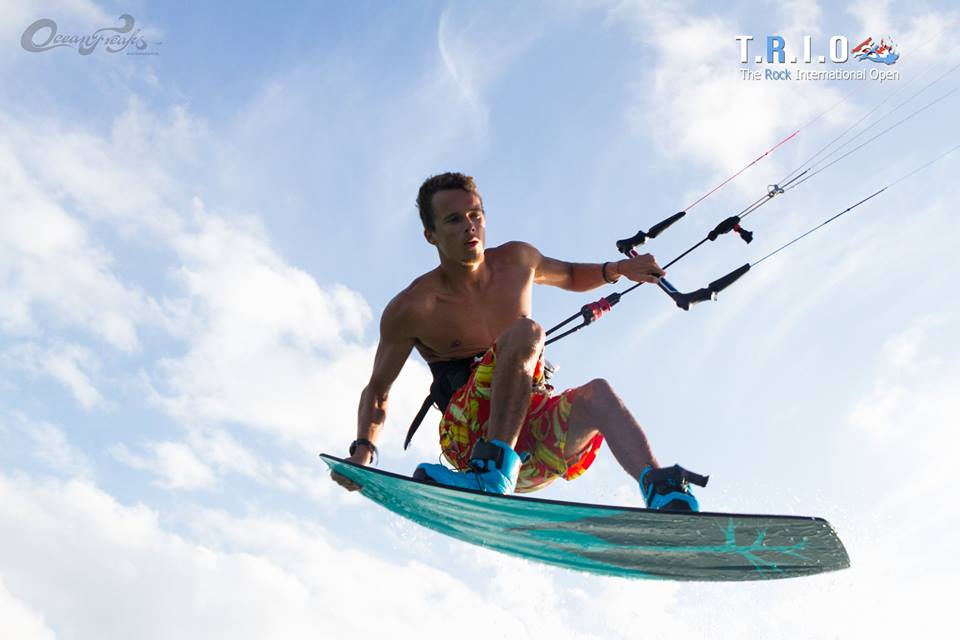 Jake Kelsick floats across a picturesque Cayman backdrop.