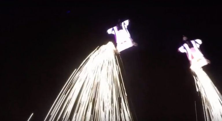 Wingsuit Flying Among the Shooting Stars