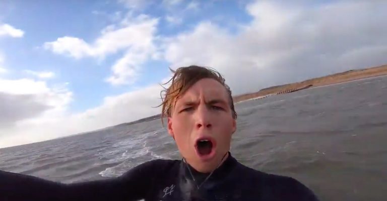 Olly Bridge Jumps Over a Sand Spit in Dawlish Warren