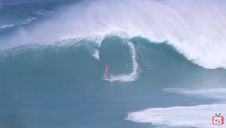 Worst Wipeout at JAWS EVER?? Surfer and Windsurfer - Adam Warchol