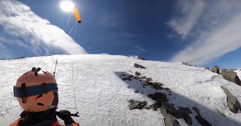 Big Snowkitetour by Avers in Switzerland to Italy
