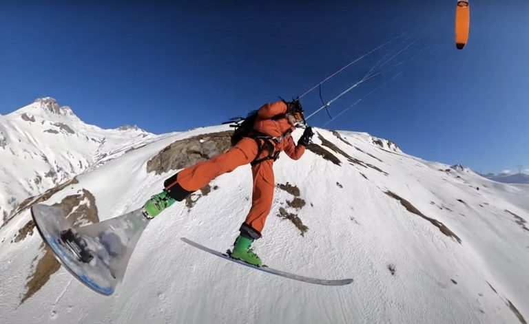 Huge Flying day In Switzerland by kite ( 2 days 10.000hm ) snowkiting paragliding