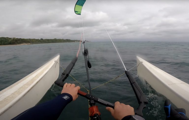 100km on a kite boat gusting 30 knots