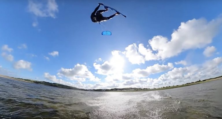 filming myself kitesurfing