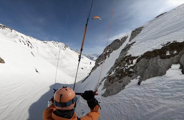 Awesome Snowkiteday / Flyday at Madrisa by Davos in Switzerland ( snowkiting / snowkite)