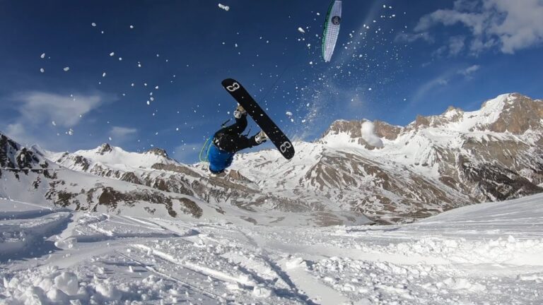 Back mobe snowkite slow motion