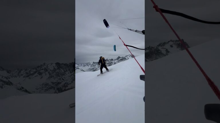 Snowkiting down the mountains ️ #snowboarding #mountains #summit #extremesports #winter