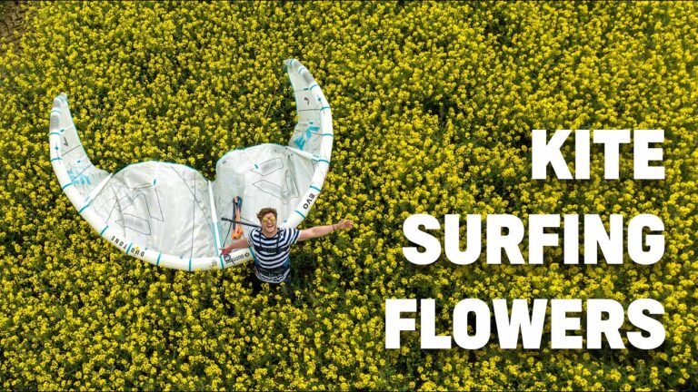 KITE SKATEBOARDING IN FEILDS OF FLOWERS!