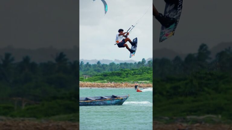 A remarkable achievement, landing a massive KGB 5 jumping over a Dominican boat #kitesurfing