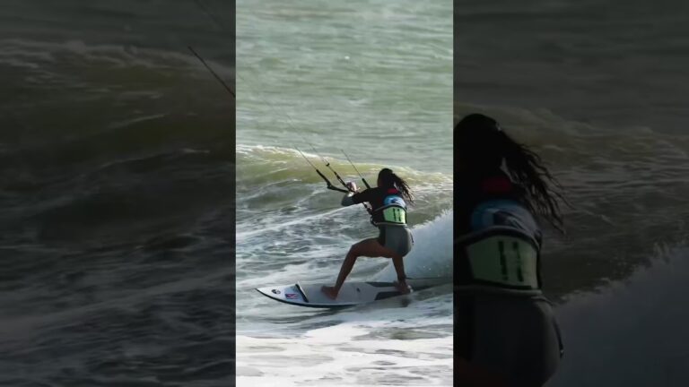 Kesiane is a true powerhouse! #dakhla #kitesurf #gkakiteworldtour #watersports