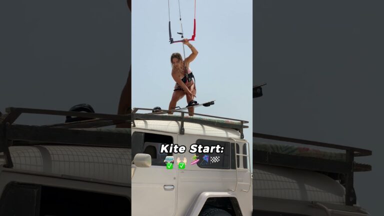 Action of a Crazy Kitegirl! Jumping off a Car with a Kite!