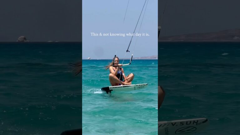 Yoga on her Kitesurf Board?!‍ #yoga #satisfying #sportsgirl #kitesurf #surfgirl #foiling