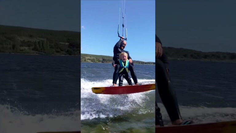 dad and son new tricks #kiteboarding #kitesurf #grom