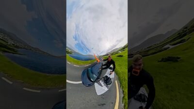POV jumping from a moving car Ireland #kitesurfing #incredible
