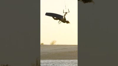 Kitesurfing at sunset in Brazil